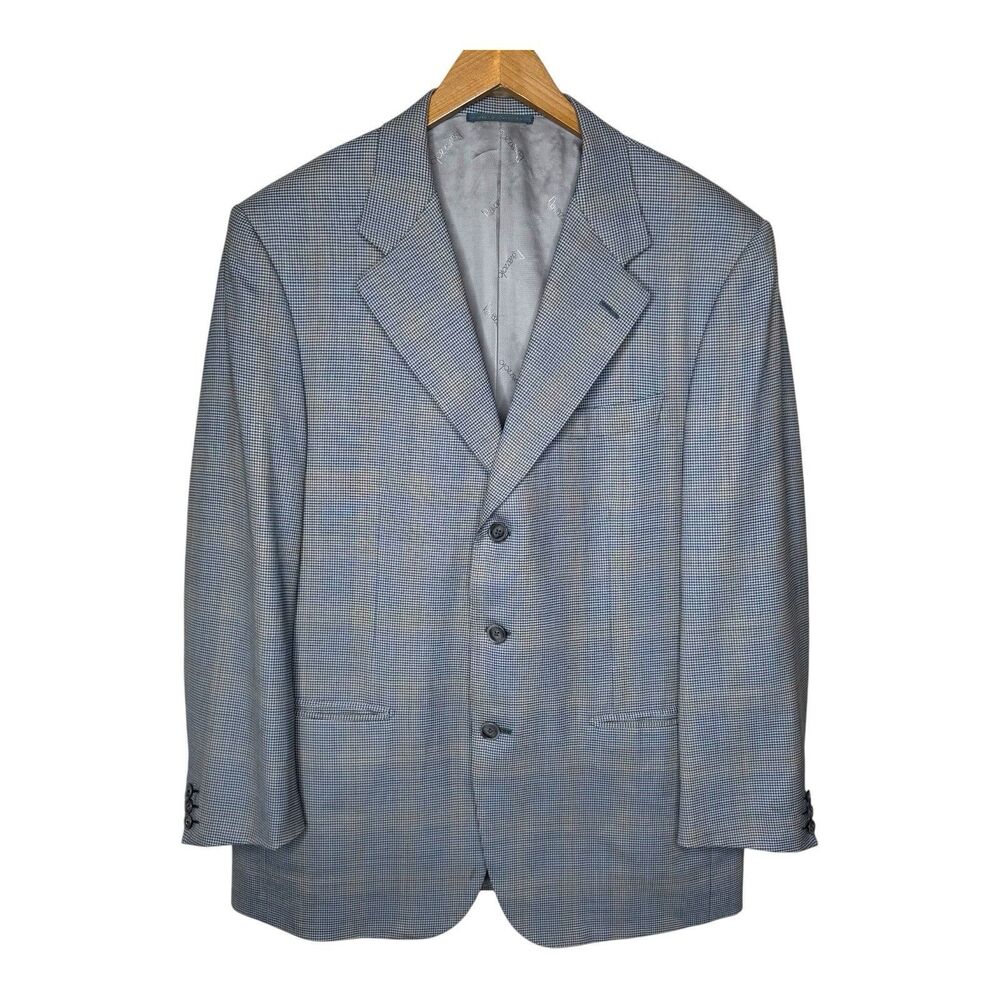 Ravazzolo Loro Piana Sport Coat 42R Wool Silk Blue Check Blazer Jacket Italy